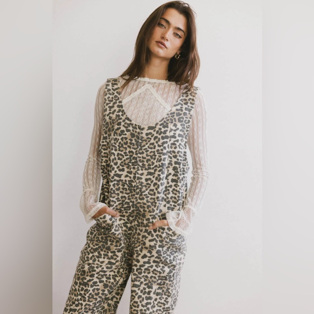 Ziggy Leopard Print Overalls Jumpsuit Free People High Roller